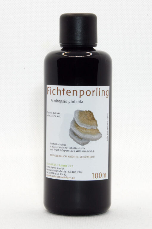 100ml Mironglas-Flasche mit Fichtenporling Tropfen - Fomitopsis pinicola - Doppel-Extrakt